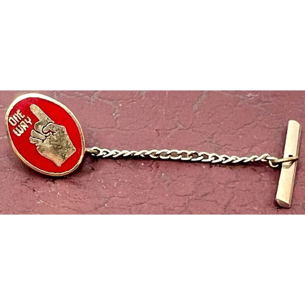 Vintage 1970s One Way Jesus Movement Tie Tack Lapel Pin Red Enamel Christian